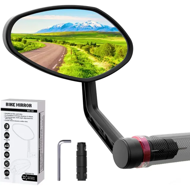RBRL Bar-End Mirror with Automotive Glass – Left · oval bar end