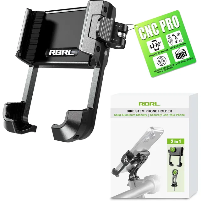 RBRL Porta-smartphone in alluminio CNC – Su attacco manubrio