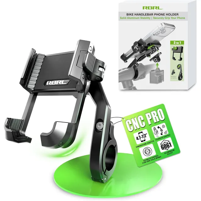 RBRL Porta-smartphone in alluminio CNC – Collarino al manubrio